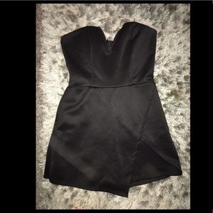 Asymmetric skort strapless romper